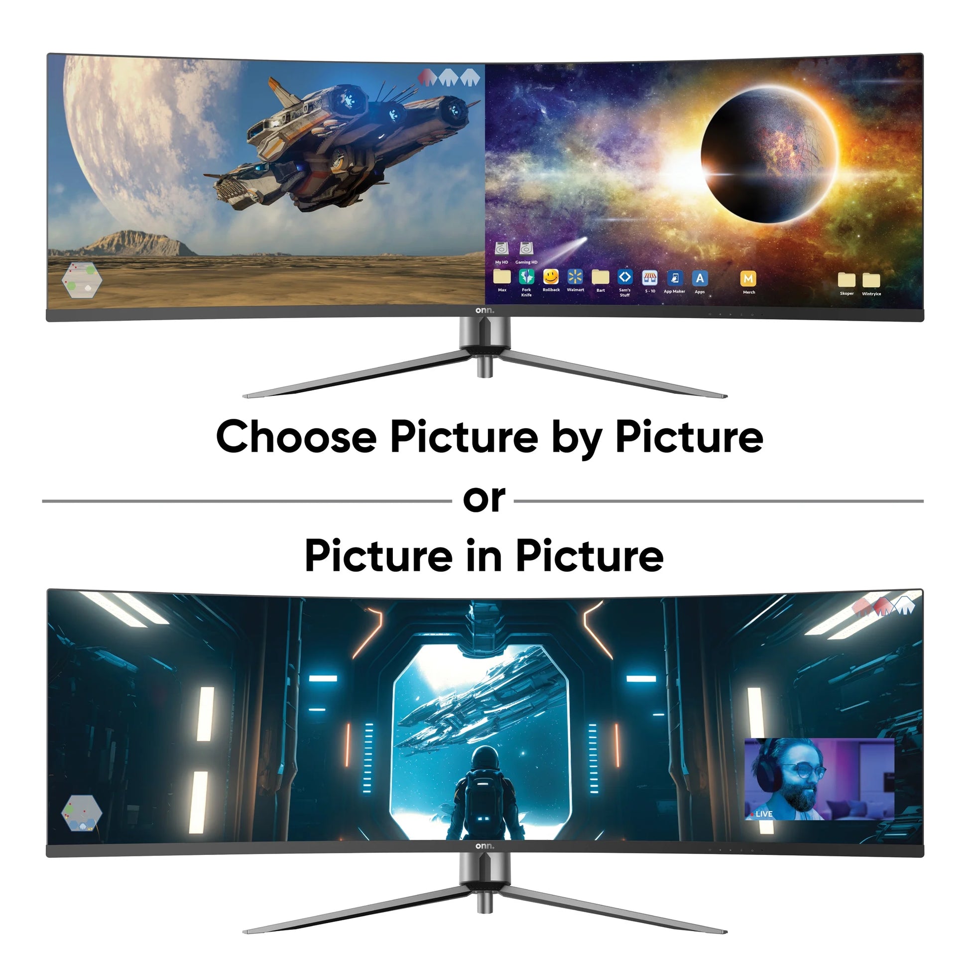 . 49" Curved DFHD Gaming Monitor, 144Hz, 32:9, 1Ms, R1500, Ultra-Wide, Tiltable, Black