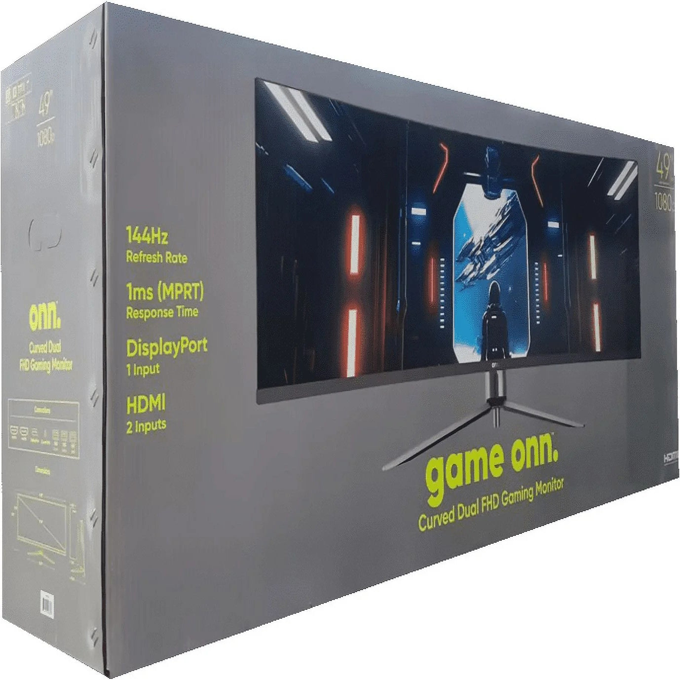 . 49" Curved DFHD Gaming Monitor, 144Hz, 32:9, 1Ms, R1500, Ultra-Wide, Tiltable, Black